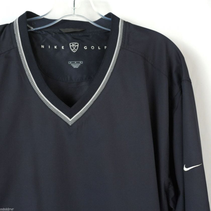 Nike Golf Navy Blue V Neck Long Sleeve Windbreaker Pullover Jacket 