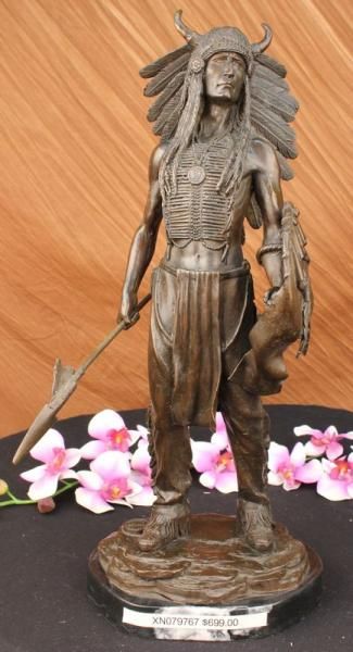   Sculpture Native American Indian Warrior Figurine Statue Figure  