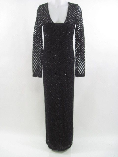 ANDREA POLIZZI FOR REX LESTER Black Knitted Dress Sz 10  
