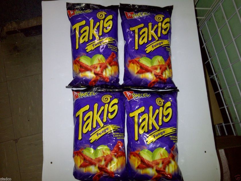 Takis Fuego Barcel Chips (4 BIG bags 9.9 oz each)Hot Chili pepper 