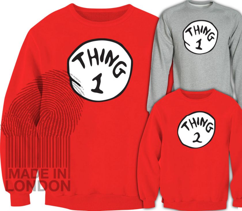 Thing 1 Thing 2 The Cat in the Hat Dr Seuss Sweatshirt Sweater Top T 