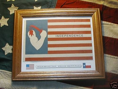 Framed Historic Texas FlagCaptain William Brown  