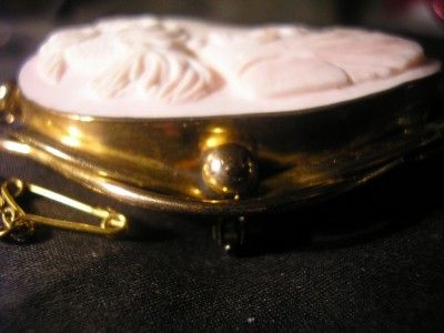 Beautiful Victorian Large Gold, Conch Shell, Diana Cameo Brooch  