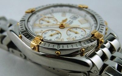 Breitling Crosswind Automatic Chronograph 18kt Gold & Steel White Dial 