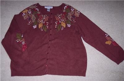 Dress Barn Sweater 3X 22 24 Autumn Leaf Fall Brown Knit  