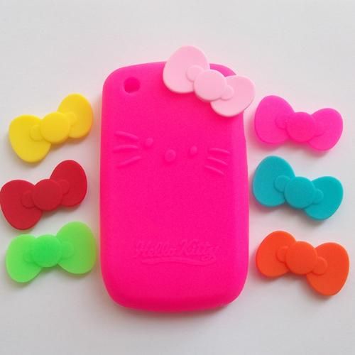 Colors Soft Silicone bowknot bows For Hello Kitty cover case  