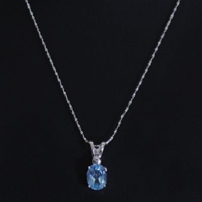  oval cut london blue topaz on 925 sterling silver italy chain necklace