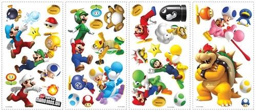 New NINTENDO SUPER MARIO BROTHERS Wii WALL DECALS Room Decoration 