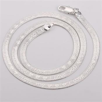 Fashion Silver Plated Flat Snake Chain Necklace N201  