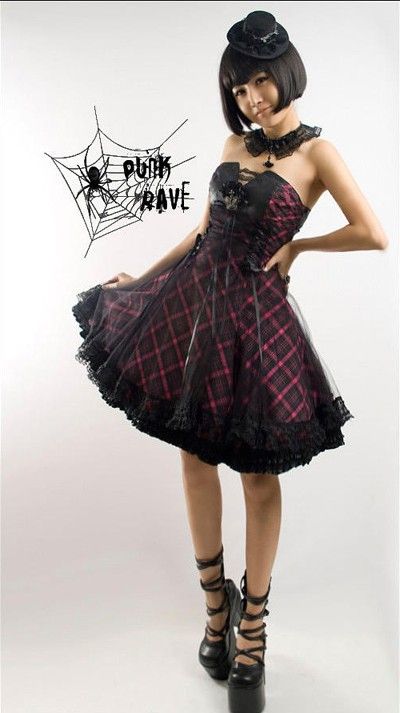 Gothic Lolita Corset Lace Puff Skirt Dress w/ Chocker R  