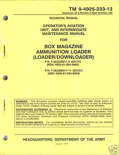 Box Magazine Ammunition Loader, 30MM M230 Automatic Gun  