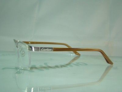100%AUTHENTIC CARTIER PLATINUM T8100811 Half Rim BROWN Eyeglasses 