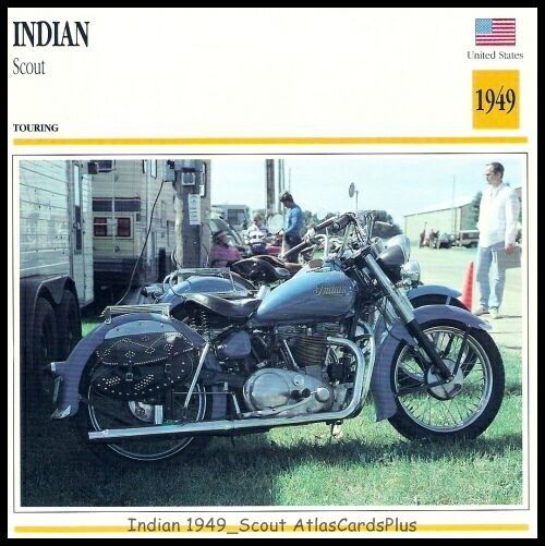 Motorcycle Card 1949 Indian Scout 440 Twin Motocycle  