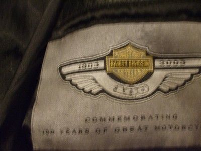   Davidson Genuine Black Leather 100 Anniversary Coat Jacket Women Large