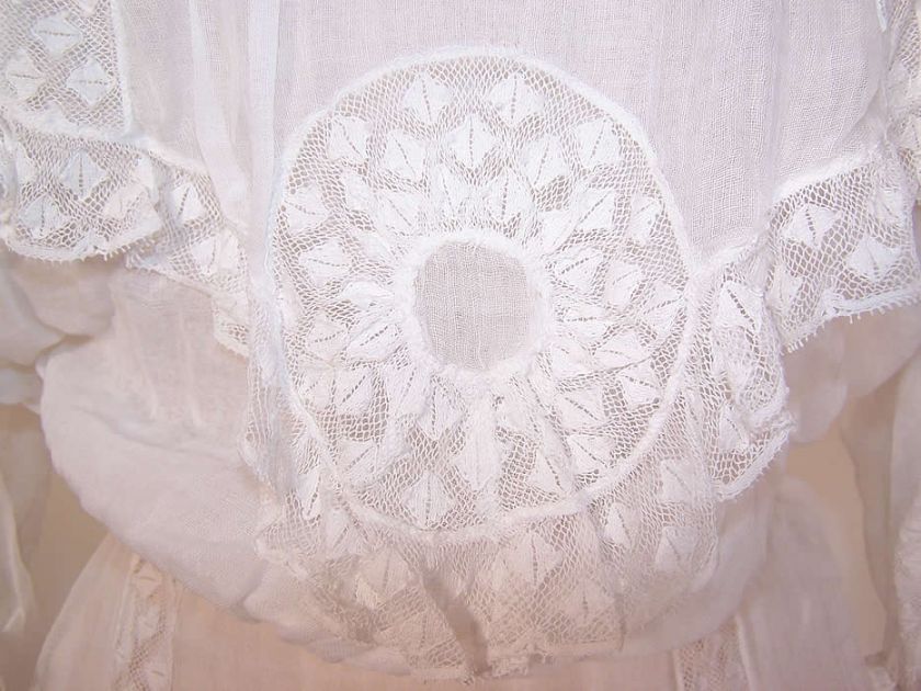 Vintage Edwardian White Batiste Lace Wedding Gown Dress Blouse Skirt 