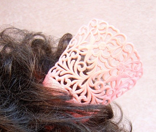 New pink Spanish peineta mantilla hair comb  