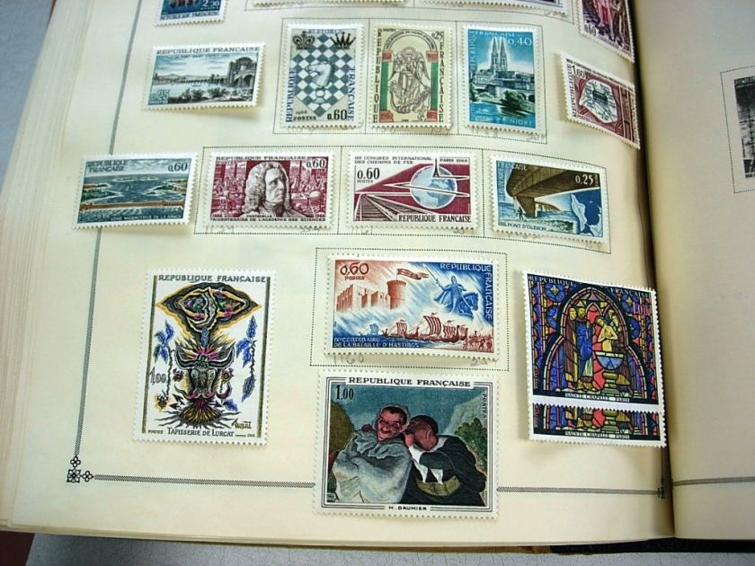 US/WW, CHINA, 100S of Stamps hinged in a Scott International(1963 