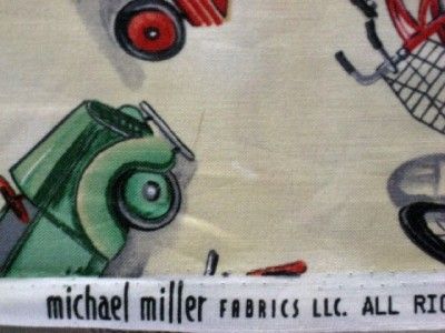 MICHAEL MILLER VINTAGE TOYS VEHICLE CAR BIKE WAGON COTTON QUILT SEW 