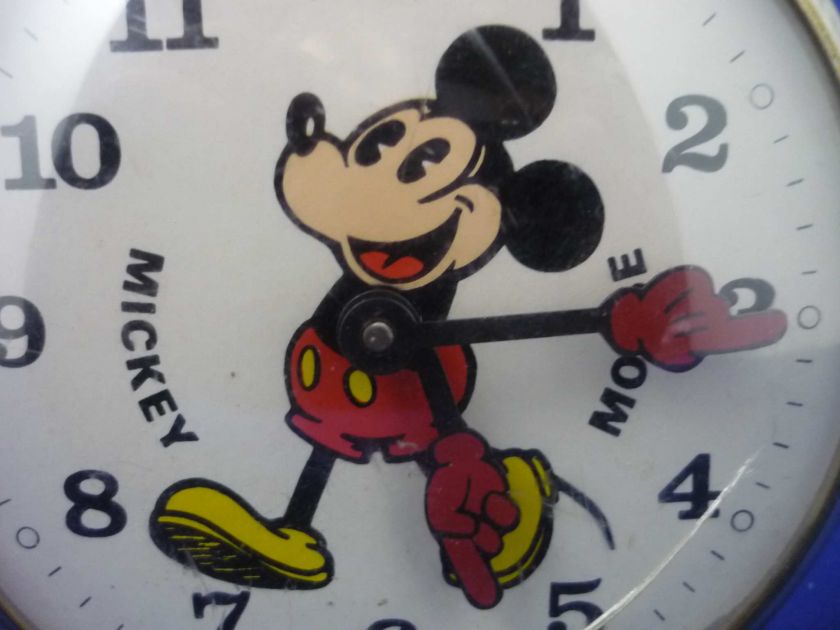 Vintage Mickey Mouse Wind up Bradley Alarm Clock Works  