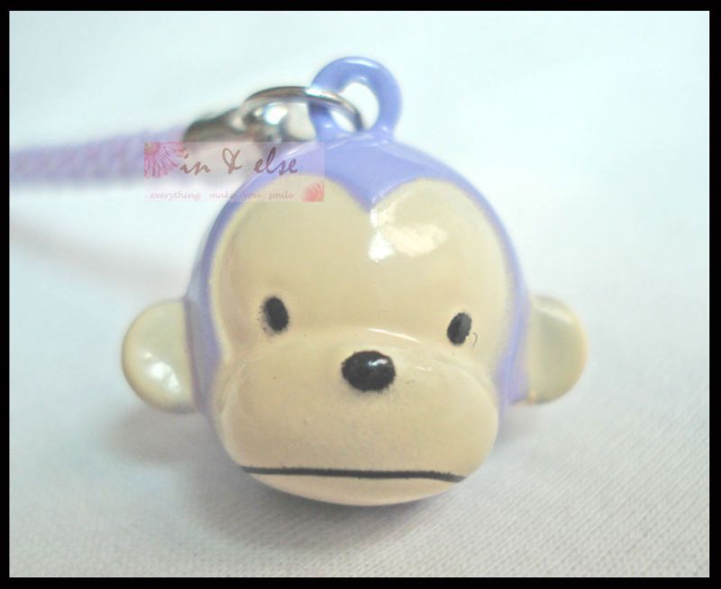 Purple Monkey Bell Mobile Cell Phone Charm Strap 0.6  